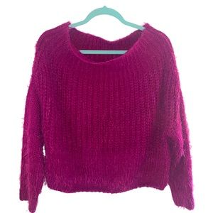 Miracle Off The Shoulder Magenta Mohair Sweater Size M/L